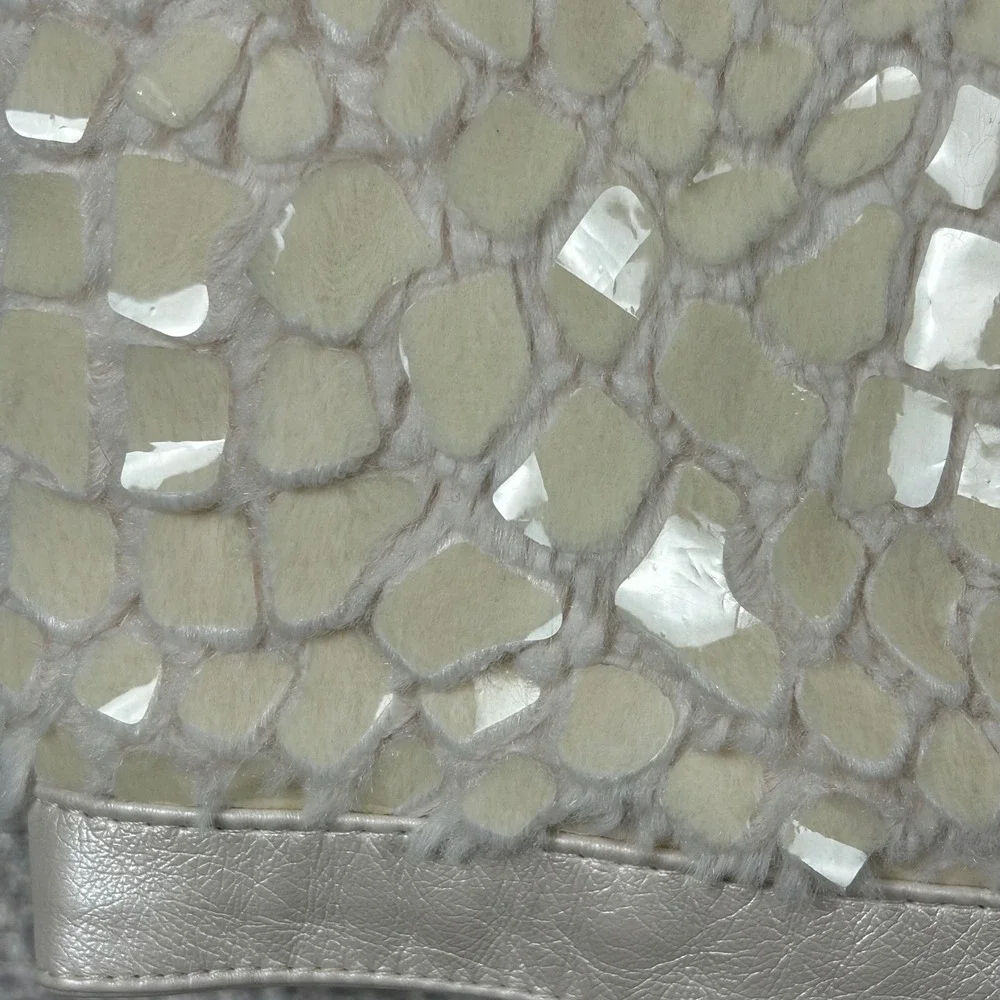 Tahari Baby Girls Shimmer Faux Fur Leather Vest Cream Crocodile  Size‎ 18M